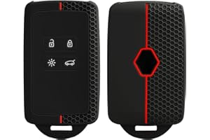 YEROZHUI 2 custodie per chiavi dell'auto, per Renault, Duster, in silicone - Silicone Chiave Clio - 4 Tasti (Nero e rosso-2 pezzi)