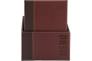 SECURIT - Set de 20 Portamenús Trendy Line con Caja de Exhibición - 1 Inserto Fijo Doble Cara = 4 Páginas A4 - Posibilidad de Añadir Insertos - Café, Bar, Restaurante - Imitación Cuero PU - Burdeos