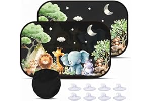 COOYUIO 2 Stück Sonnenschutz Auto Baby, Extra Dunkel Sonnenblende Auto Kinder 51x31cm mit 8 Saugnäpfen, Sonne & UV-Schutz