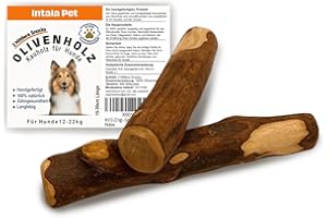 INTALA PET Olivenholz für Hund Medium 2 Stuck, Kauholz für Hunde M Holzknochen Natürlicher Kauknochen Kausnack Kaustange