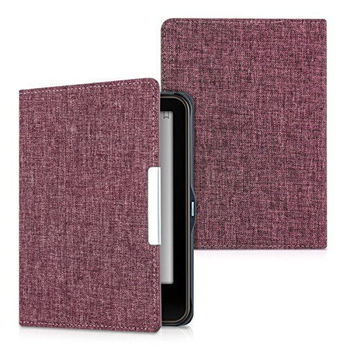 kwmobile Hülle für Tolino Vision 1 / 2 / 3 / 4 HD – Flipcover Case eReader Schutzhülle – Bookstyle Klapphülle Stoff Design Pink - 5