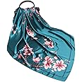 FAIRYGATE Satin Scarves Floral Print Scarf Wrap Neckerchief Long Headwear Silly Feeling Scarfs for Women