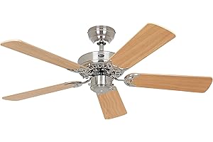 CasaFana kaiserkraft | Deckenventilator CLASSIC ROYAL | Rotorblatt-Ø 1030 mm | Buche/Chrom gebürstet