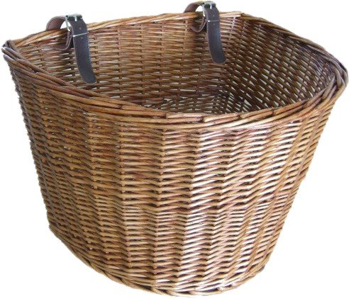 Retro Fahrradkorb aus Weidengeflecht, mit Lederriemen, handgefertigt - 2