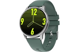 ASIAMENG Montre Connectée Femme Homme Ronde Smartwatch Cardiofréquencemètre Montre Sport Podometre Etanche IP68 Suivi Sommeil Montre Intelligente Bluetooth Notification SMS et Appel per Android iOS