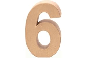 Glorex Chiffre 6 en Carton 17,5X5,5cm, Naturel