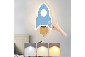KZT Applique Murale Enfant LED Lampe Murale avec Inaterrupteur Tactile Lampe de Chevet Dimmable Creative Fusée Éclairage intérieur pour Garçons Filles Chambre d'enfants Salons
