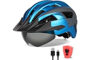‎FUNWICT FUNWICT Fahrradhelm mit Visier für Herren Damen, Leichte Fahrradhelm mit Magnetischem Brille und USB-Aufladung LED Licht, Stylisch Mountainbike Helm Größe M/L/XL, Weiß Schwarz