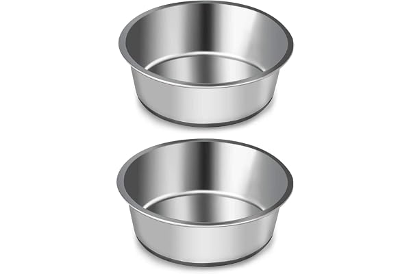 SUOXU Lot de 2 gamelles épaisses en acier inoxydable avec bases en silicone antidérapantes pour chien de taille moyenne et petite (M-17 cm)