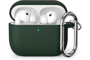 KOKOKA Silicone Case Compatible with Airpods Pro 3 2025 Case Cover, Front LED Visible, Soft Silicone Full Body Protective Shockproof Case for AirPods Pro 3rd Generation with Carabiner, Dark Green