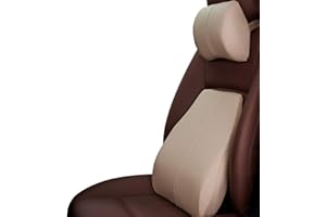 ‎ERGOCAR Ergocar Memory-Schaum Nackenkissen & Lendenkissen PU-Leder Rückenstützkissen Zur Rückenentlastung für Zuhause Büro Auto und Reise (Beige, Nackenkissen+Lendenkissen)