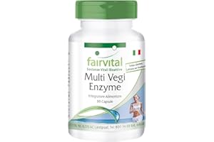Fairvital | Multi Vegi Enzyme - Complesso enzimatico 100% vegetale con bromelina + papaina + amilasi + lipasi + proteasi + rutina - 90 capsule (DRcaps™)