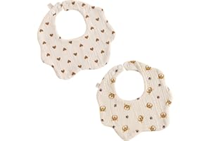 UENXRXE 2 Pezzi Drool Bavaglini Super Assorbenti Bavaglini Neonato Bavaglini per Neonati 6 Strati in Morbido Cotone, Drool Bavaglini per Ruttino, Dipingere Bianco Latte