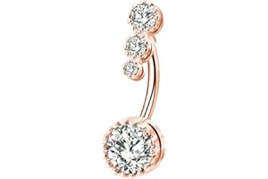 OUFER Nabelpiercing 316L Edelstahl Bauchnabelpiercing Belly Bars Clear CZ Navel Rings Bauchnabelpiercing Schmuck Bananabells