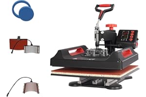SIGNZWORLD Transferpresse 5 in 1 Heißpresse Maschine 38x38cm T-shirt Presse Maschine Hitzepresse Maschine 360 Grad Schwenkbar DIY Heat Press mit Digitaler LED-Temperatur- und Zeitcontroller