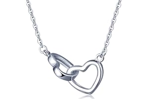 Yumilok pendentif collier en 925 argent fin le breloque est amovible double cœurs classiques deux façons de port pour femme fille comme cadeau