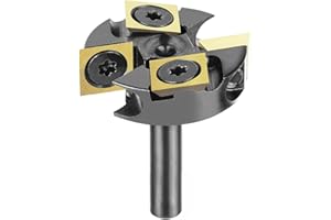 SpeTool 1/4 Inch Shank Surfacing Router Bit Spoilboard Planing 1-1/4" Cutting Diameter 2+2 Inserts Flycutter ATS Coating Leveler Milling Cutter Slab Flattening Router Bit