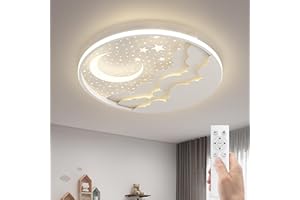 ‎AHXIAOZN AHXIAOZN LED Kinder Deckenlampe,Stern Mond Deckenleuchte,Kinderzimmer Schlafzimmer Lampe Mit Fernbedienung Kinderzimmer Dimmbar Deckenleuchten Für Mädchen Jungen Schlafzimmerlampe Babyzimmer,40cm