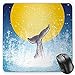Produktbild HYYCLS Whale Mauspads, Whales Tail in Ocean on Full Moon Diving in Water Swimmer Marine Animal Print, Standard Size Rectangle Non-Slip Rubber Mousepad, Yellow Grey Blue
