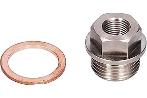 HYUDUO Sensoradapter, M18x1,5 auf 1/8NPT Gewinde Abgastemperatursensor NPT Kühlmitteltemperatursensor Fitting mit Dichtung Drucksensor