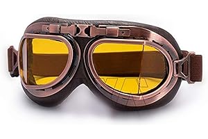 Black Sugar Unisex Moto Steampunk goggles Solida buona qualità Vintage Aviator Pilot, Occhiali in Pelle Imbottita Morbida Racing Occhiali Sportivi