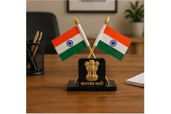 Indian Flag Car Dashboard Decor | Mini Tiranga Flag for Car Dashboard | National Flag Showpiece for Vehicle Interior (FLAG-03
