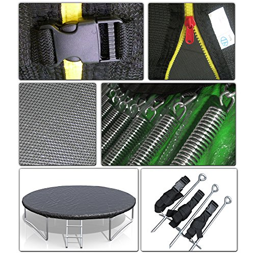 XL Trampolin Gartentrampolin Komplettset Netz innenliegend Leiter Erdanker Spanngurte Abdeckung 3,05m - 6