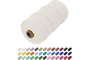 Uiopa Corde Macramé 2mm x 200m, Fil Macramé Coton Corde Coton Naturelle, Ficelle Cordon Macramé Cordelette 2mm pour Tenture Murale, Porte Plante Mural, Rideau, Décoration Bohème (Naturel)