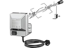 onlyfire BRK-6031 Universal BBQ Rotisserie Kit Chromed Roast Spit Set for Most Gas Barbecue Grills, with Stainless Steel Electric Motor (90cm long)