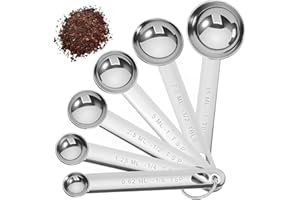 HABNI cuillère doseuse,6 pièces inoxydable cuillères à mesurer polies au miroir 1/8 TSP, 1/4 TSP, 1/2 TSP, 1 TSP, 1/2 TBLS et 1 TBLS pour la cuisson