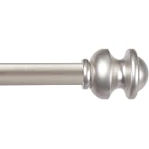 Kenney KN71717 Kendall D&uuml;ğme Ucu Standart Dekoratif Pencere Perde &Ccedil;ubuğu, 48-86 in&ccedil; Ayarlanabilir Uzunluk, Fır&ccedil;alanmış Nikel 