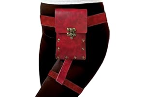 Larswon Leg Bag, Renaissance Bag Leg Harness Bag Synthetic Leather Belt Bag for Women Hip Bag Fanny Pack Thigh Harness Women, Red, M, Renaissance Bag