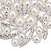 Winrembrandt Silver Faux Pearl Flower Diamond Crystal Decorative Brooches Rhinestones Flower Petals Brooches Clips Wedding Bridal Party