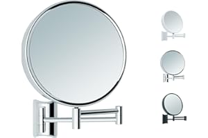 ‎LIBARO Libaro Kosmetikspiegel Imola 360° Schminkspiegel mit Wandmontage, Rasierspiegel doppelseitig mit Vergrößerung (Silber (3x/7x))