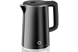 Woobroo Electric Kettle & Stainless Steel Water Kettle, 2L Cordless Kettle, Boil-Dry Protection, BPA Free, Fast Boil, Auto Shut-Off, Black