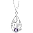 Collana In Argento 925 Con Ametista - Ispirata A Charles Rennie Mackintosh, 23 Mm, Catena 45,7 Cm