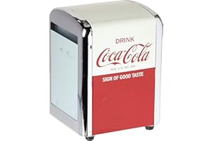 Tablecraft CC381 Coca-Cola Dispenser Tovaglioli, Metà, Rosso, Acciaio Inox
