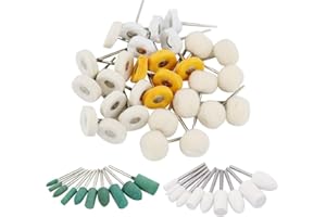 WOOPIN Polishing Buffing Wheels Little Buffer Wheel Kit Rotary Tool Accessories Wool Felt Rubber Grinding Bits Watch Jewelry Agate Shine Polish Drill Bits Rust Remove 3mm Mandrel (WT-50PCS)