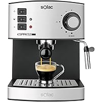 Solac - Macchina per caffè espresso e cappuccino, 1 o 2 caffè, 19 bar, Montalatte, Serbatoio da 1,25 l, Risparmio energetico,