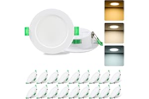 Fynokst Focos LED Interior Techo 230V, 7W Downlight LED Techo Empotrable Ø 68mm - 78mm, 3000K/4000K/6500K Ajustable, IP44 para Cocina, Baño, Salón, Juego de 20