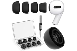 SOGUDE 4 Paar Silikontips für Airpods Pro 1/ Airpods Pro 2 mit Loch zur Geräuschreduzierung, Airpods Pro Aufsätze mit Tragbarer Aufbewahrungsbox, Ersatz Ohrstöpsel mit Cleaner Stift XS/S/M/L-Schwarz