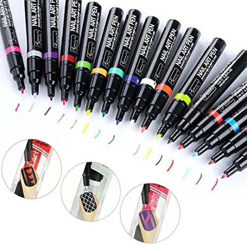 Tonsee 16 Colors Set Nail Art Pen for 3D Nail Art DIY Decoration Nail Polish Pen Set