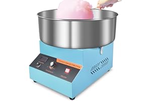 PALATALA Machine à Barbe à Papa, Acier Inoxydable, 1000 W, Appareil à Barbe à Papa Commercial, Cotton Candy Machine pour Fêtes Foraines, Anniversaires et Événements, bleu