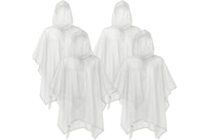 SOL 4pk Rain Poncho, Clear Waterproof Coats, Raincoats, and Capes for Adults, Women, and Men, Disposable Plastic Rain Cover, Compact and Portable, Ideal for Travel, Festivals, and Outdoor Events