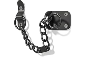 Bwintech 1PC Black Door Chain,Narrow Door Chain Lock,Steel Door Safety Chain with Complete Fittings,External and Internal Door Restrictor for Wooden and UPVC Doors