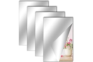 TSLBW 4 Pack Self Adhesive Mirror Stickers 40x30cm Acrylic Mirror Sheets for Wall School Home Livingroom Bathroom Bedroom Decor