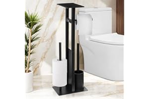 HXC-BLG Edelstahl Klopapierhalter Stehend mit Klobürste - Toilettenpapierhalter mit Feuchttücherbox, Toilettenpapierhalter mit WC Bürste Stand WC Garnitur für Toilettenpapier & Toilettenbürste