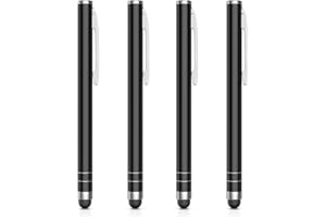MoKo Stylus Pen(4PCS), Universal Capacitive Touch Screen Rubber Tip Digital Pen Compatible with iPad, iPhone, Samsung, Kindle, All Capacitive Touch Screen Devices Smartphones & Tablets - Black, Black