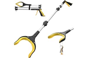 Sarsumir 43” Litter Pickers Grabber Stick Foldable Reacher Grabber Litter Picker with Magnetic Claw and Rotating Head Long Handled Grabbers for Disabled, Elderly, Adults (Yellow)