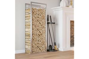 FENLAX Estantería para leña, 50 x 28 x 132 cm, acero inoxidable, para guardar leña, ayuda apilable para leña, exterior, metal, para interior y exterior